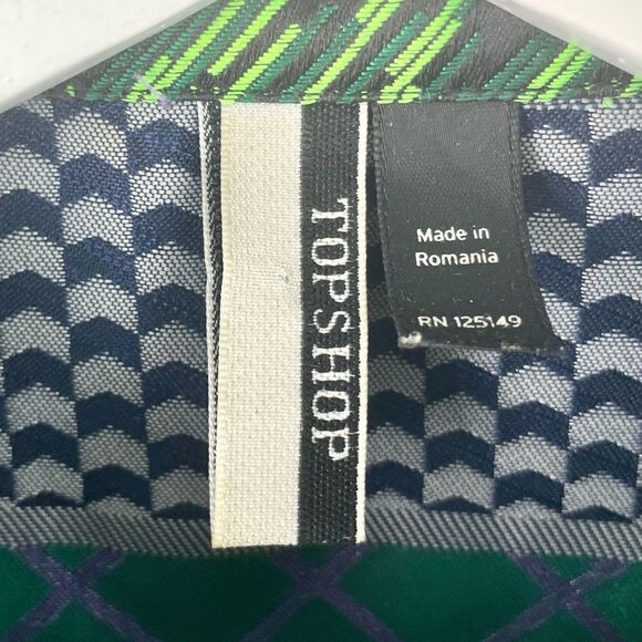 Topshop Box Fit Button Up Patterned Short Sleeve Shirt Size 2 - Picture 6 of 7